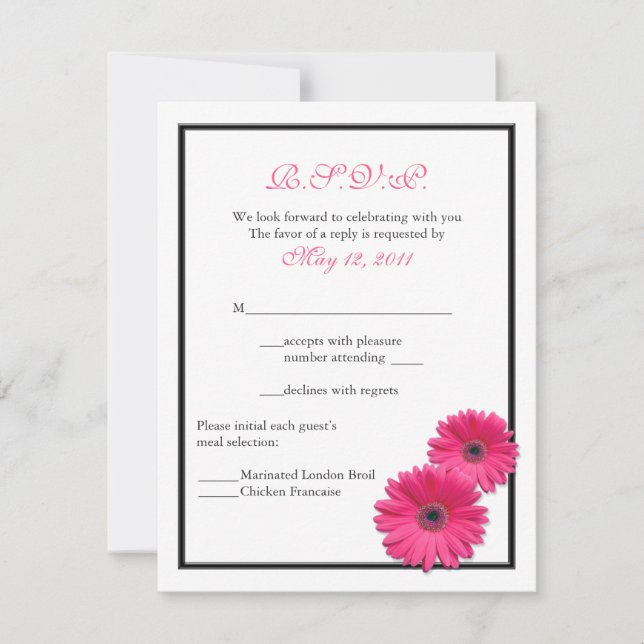 Pink Gerbera with Black Border Response Card (Front)