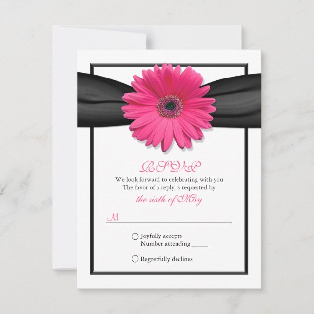 Pink Gerbera with Black Ribbon Response Card (Front)