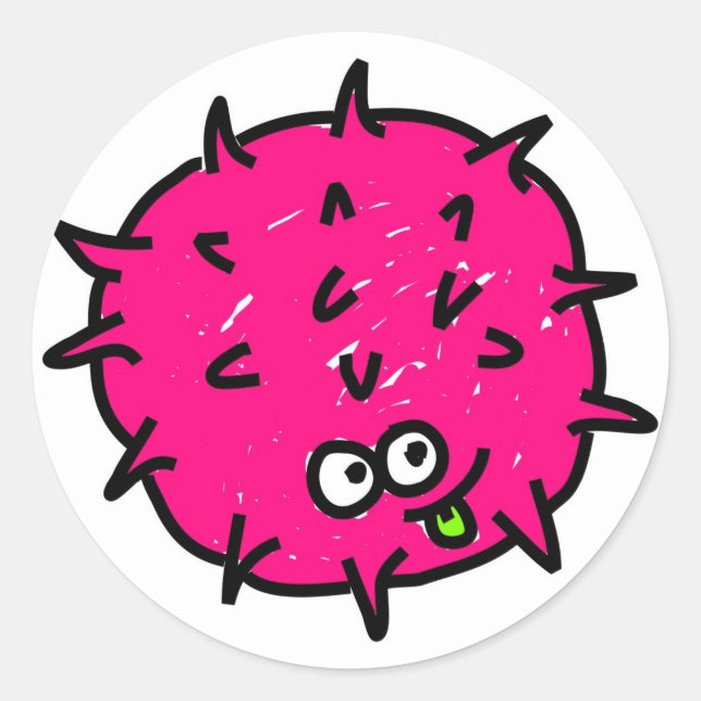 Pink Germ Classic Round Sticker (Front)