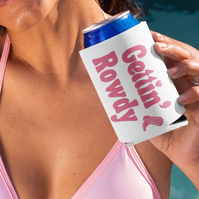 Pink “Gettin’ Rowdy” Bachelorette Party Seltzer Can Cooler (Creator Uploaded)
