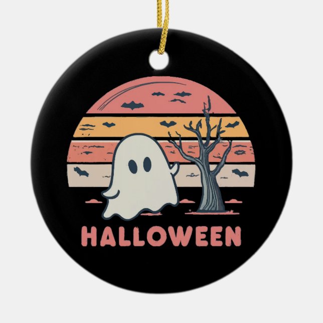 Pink Ghost Ceramic Ornament (Front)
