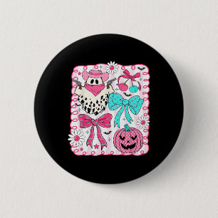 Pink Ghost Coquette Bow Halloween Western Cowgirl  6 Cm Round Badge