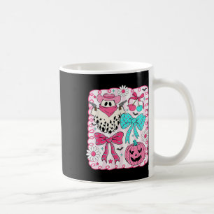 Pink Ghost Coquette Bow Halloween Western Cowgirl Coffee Mug