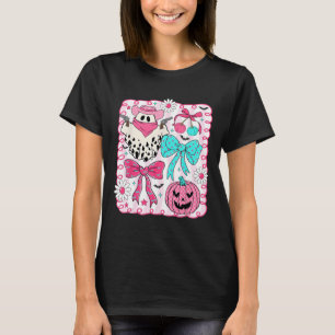 Pink Ghost Coquette Bow Halloween Western Cowgirl  T-Shirt