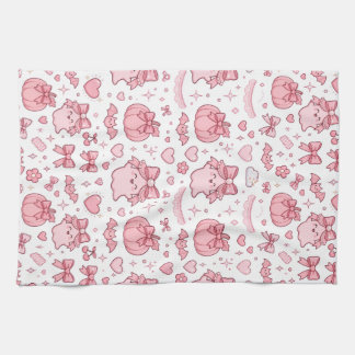 Pink Ghost Coquette Bow Kitchen Towel Halloween