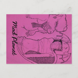 Pink Ghost Girl and Angry Bear Postcard