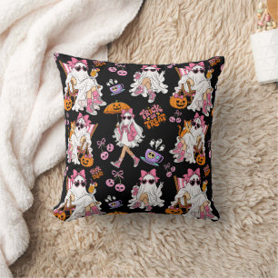 Pink Ghost Girl Halloween Cute Spooky for Teen Cushion