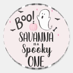 Pink Ghost Halloween Birthday Party  Classic Round Sticker