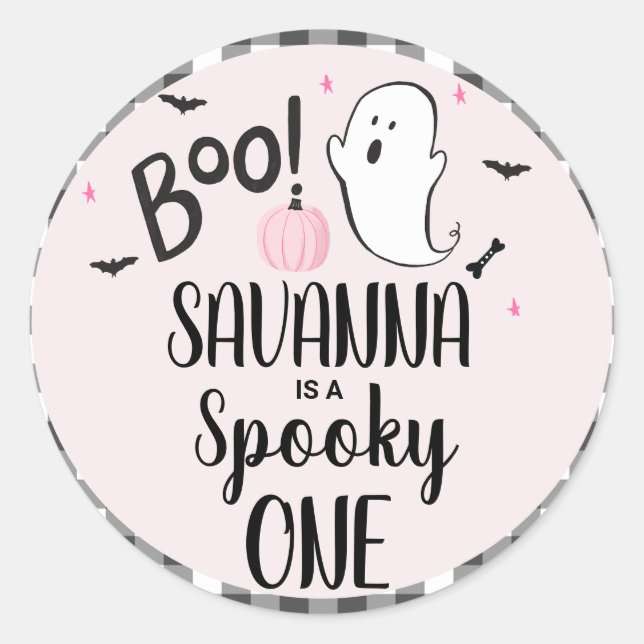 Pink Ghost Halloween Birthday Party  Classic Round Sticker (Front)