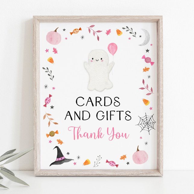 Pink Ghost Halloween Cards & Gifts Party Sign (Creator Uploaded)