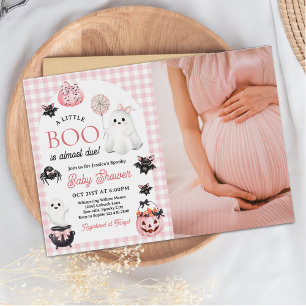 Pink Ghost Halloween Girl Baby Shower Photo Invitation