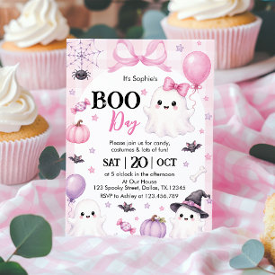 Pink Ghost Halloween Party Boo-Day Invitation