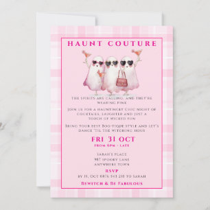 Pink Ghost Halloween Party Invitation
