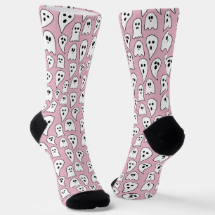 Pink Ghost Halloween Socks