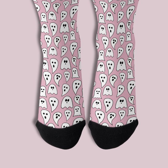 Pink Ghost Halloween Socks (Halloween Ghosts pink socks )