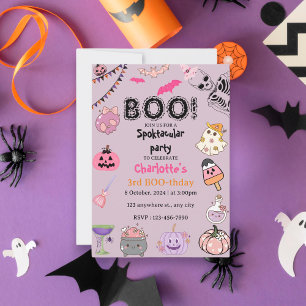 Pink Ghost Halloween Spooky Birthday Party Invitation