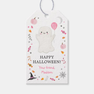 Pink Ghost Halloween Treat Gift Tags