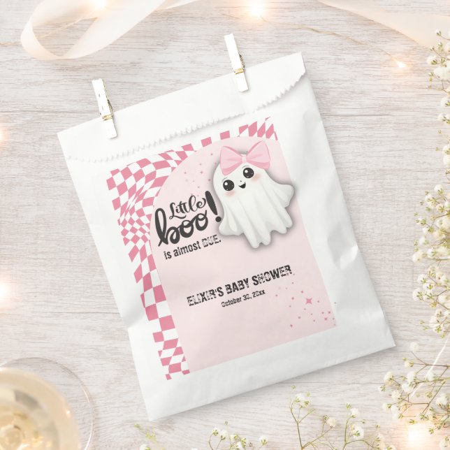 Pink Ghost Little Boo is almost due Baby Shower Favour Bag (Clipped)