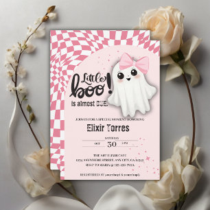 Pink Ghost Little Boo is almost due Baby Shower Invitation