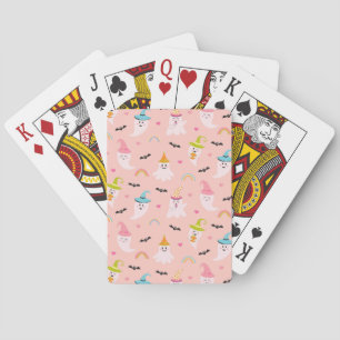 Pink Ghost Rainbow Pattern Halloween Playing Cards
