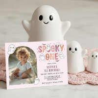 Pink Ghost Spooky One 1st Birthday Photo Pastel