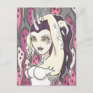 Pink Ghosts Cartoon Fantasy Art Postcard