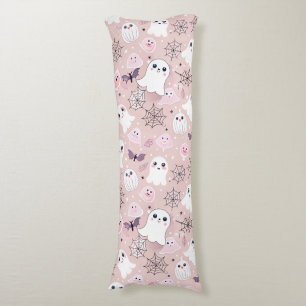 Pink Ghosts & Halloween Elements Seamless Pattern Body Cushion