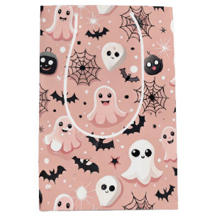Pink Ghosts & Halloween Seamless Pattern Medium Gift Bag