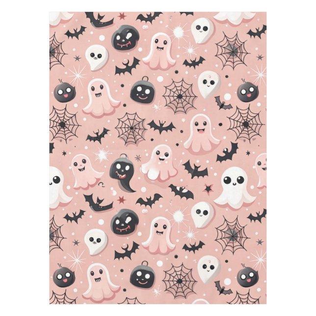 Pink Ghosts & Halloween Seamless Pattern  Tablecloth (Front)