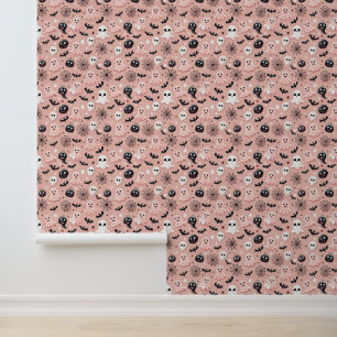 Pink Ghosts & Halloween Seamless Pattern  Wallpaper