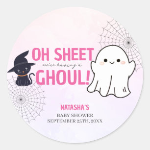 Pink Ghoul Halloween Girl Baby Shower  Classic Round Sticker