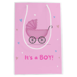PINK gift bag for welcoming a baby boy