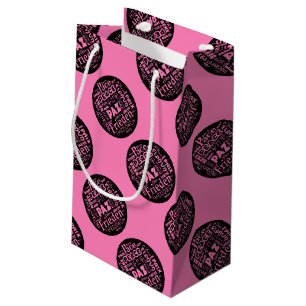 Pink gift bag peace design in multiple languages