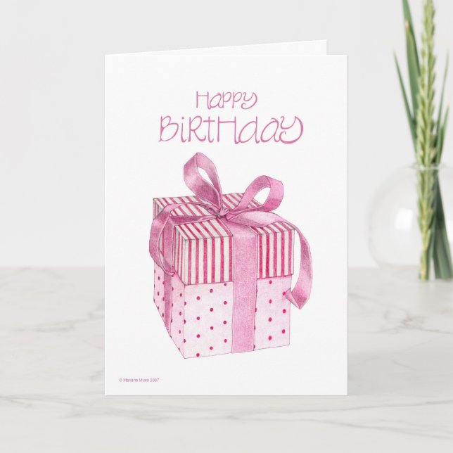 Pink Gift Birthday Card (Front)