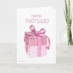 Pink Gift Birthday Card