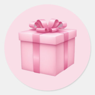 Pink Gift Box Emoji Art Classic Round Sticker