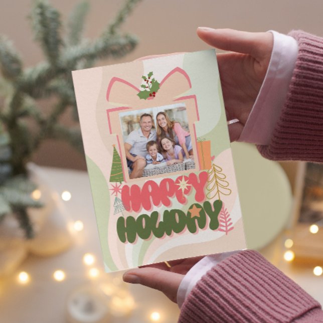 pink gift box Family or business Flat Holiday Card (Creator Uploaded)