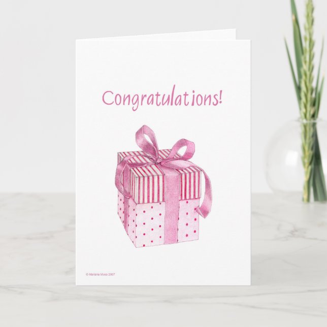 Pink Gift Congratulations Card (Front)