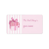 Pink Gift stripes Bookplate Label