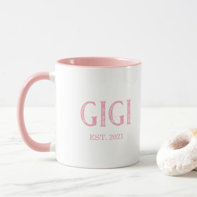 Pink Gigi Year Established Mug (With Donut)