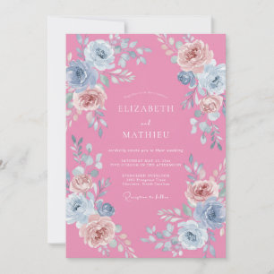 Pink Gilded Blossom Wedding Invitation