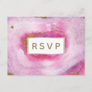 Pink Gilt Agate Wedding Invitations rsvp Postcard