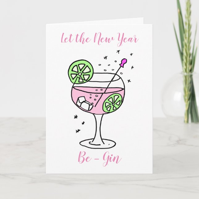 Pink Gin Happy New Year Card (Front)