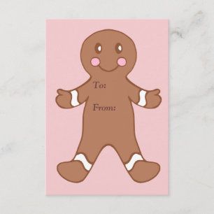 Pink Gingerbread Boy Gift Tags Enclosure Card