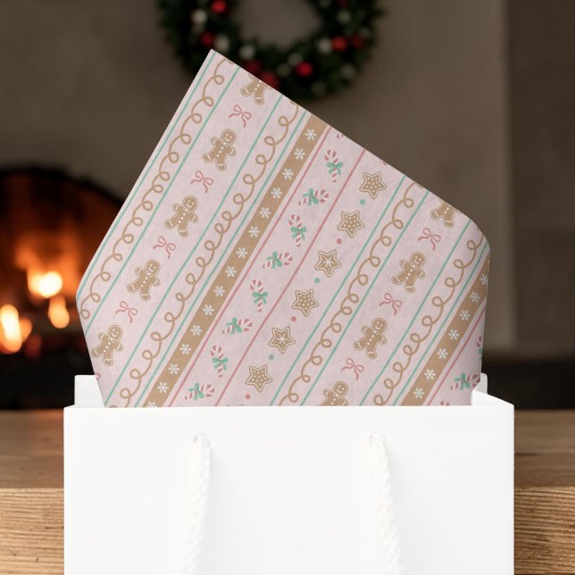 Pink Gingerbread Candy Christmas Tissue Paper (Pink Gingerbread Candy Christmas Tissue Paper
)