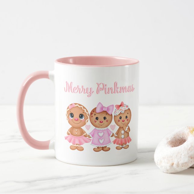 Pink Gingerbread Christmas Mug (With Donut)