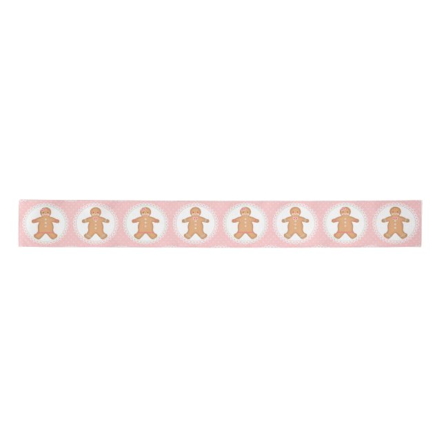 Pink Gingerbread Cookie  Satin Ribbon (Front)