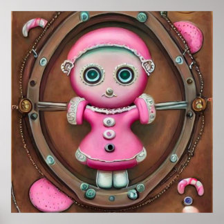Pink Gingerbread Girl Poster