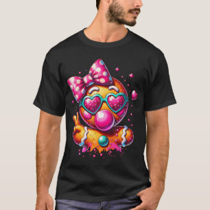 Pink Gingerbread Girl With Sunglasses Blowing T-Shirt