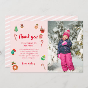 Pink Gingerbread House Christmas Birthday Thank You Card